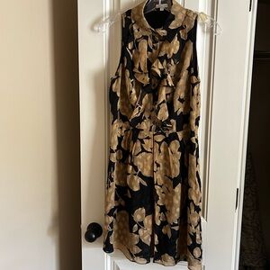 Shoshanna Floral Silk Dress in Black Beige Size 8 A-line Sleveless